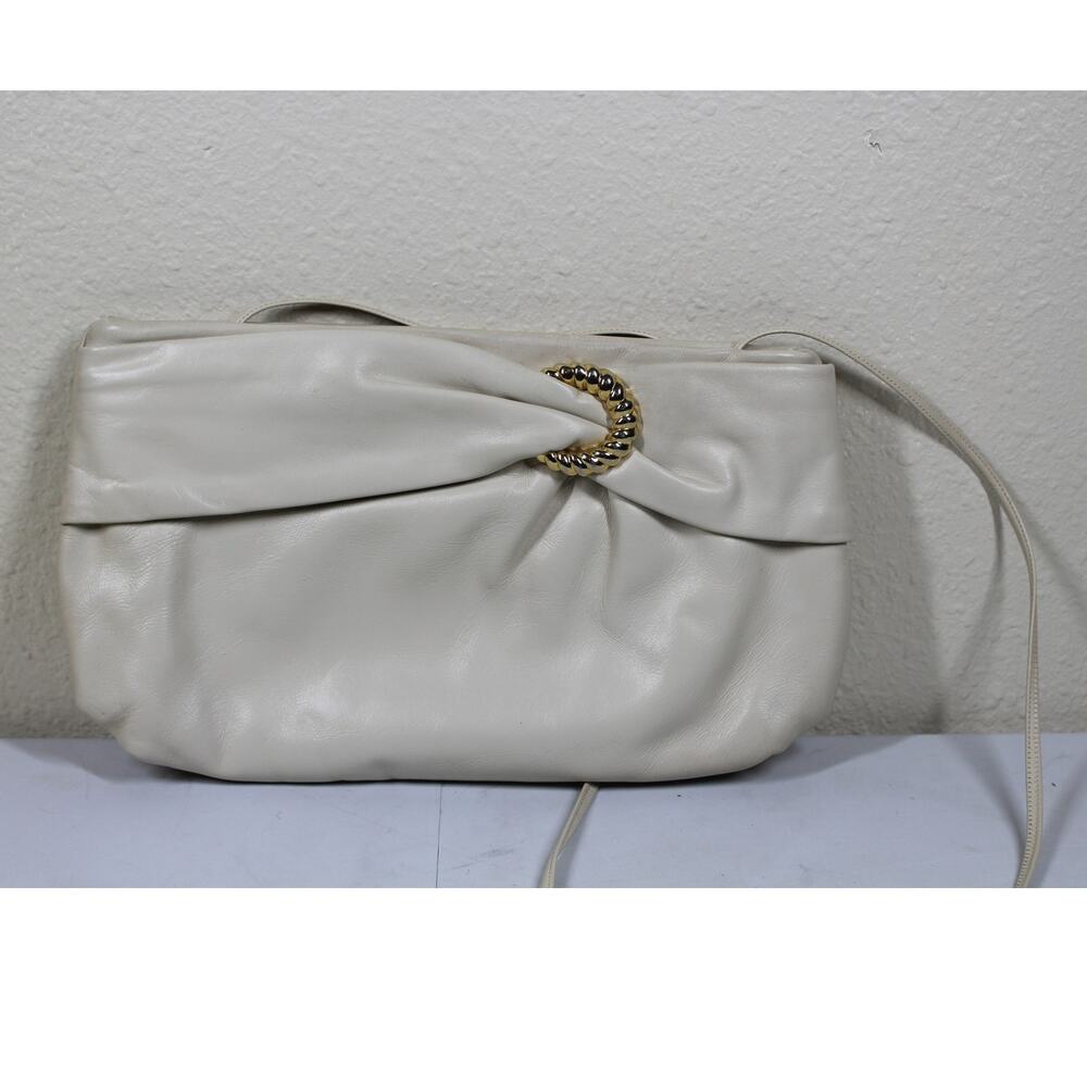 Morris Moskowitz Leather Clutch or Crossbody Ivory